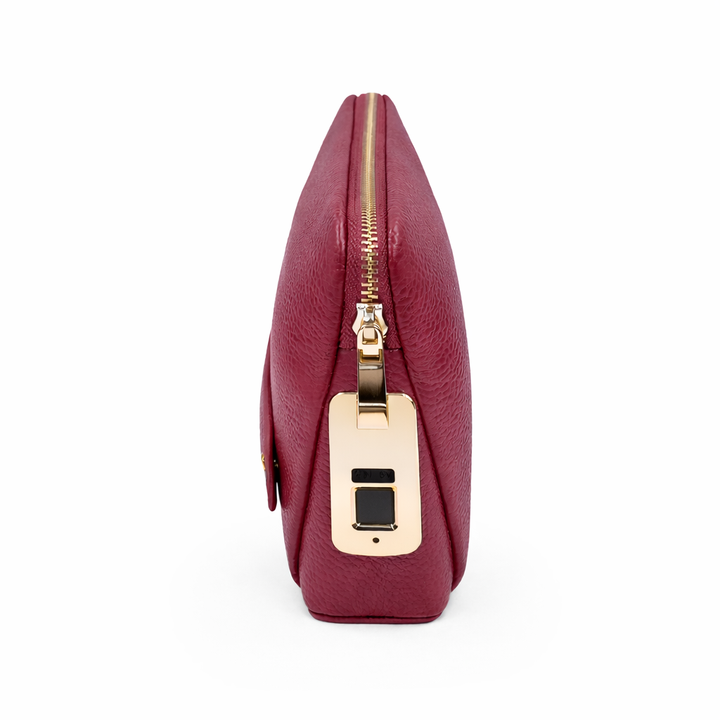 C1 – Burgundy Gold-Lock Leather Bag – MRAD & CO