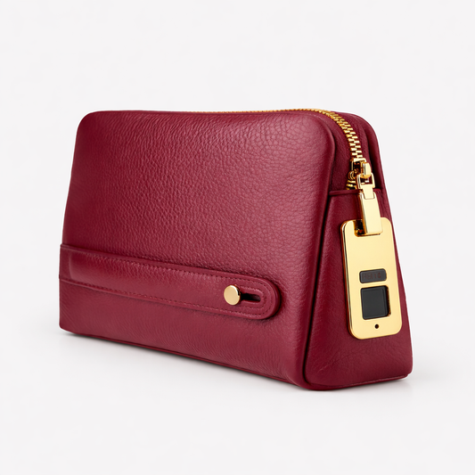 C1 – Burgundy Gold-Lock Leather Bag – MRAD & CO