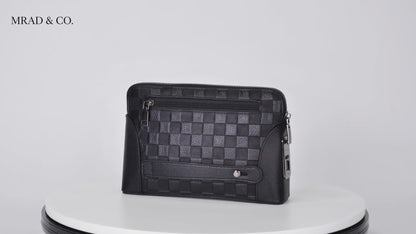 F1 – Black Leather Executive Hand Clutch – MRAD & CO